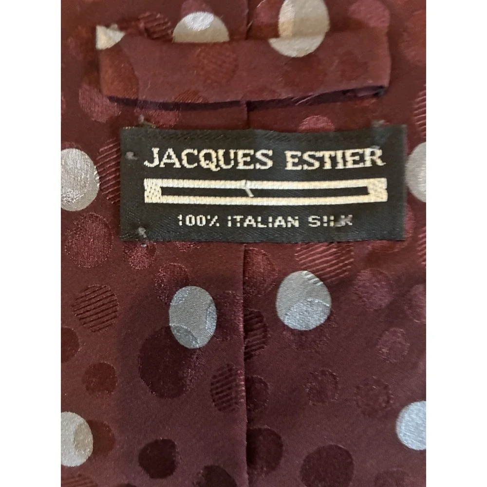 Handmade Jacques Estier Red And Blue‎ Polka Dot Tie 100% Italian Silk